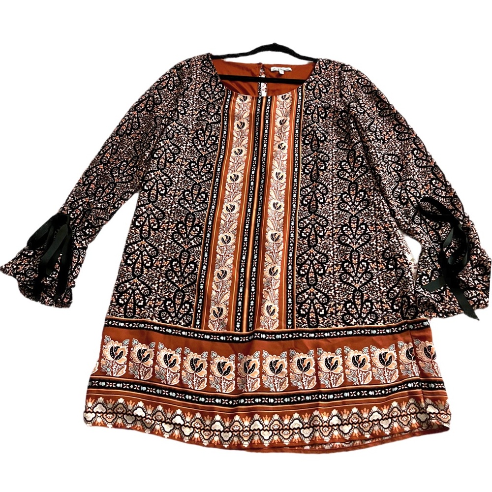 Charlotte Russe Black and Brown Long Sleeve Dress